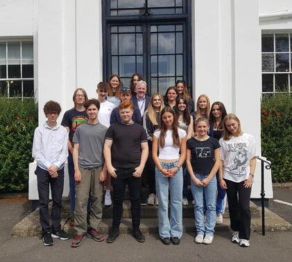 GCSE students celebrating their results at Sidcot School.