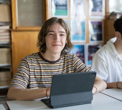 Mihails studying at Sidcot School.