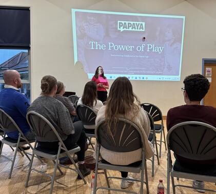 Dr Susie Davies giving a talk on the power of play