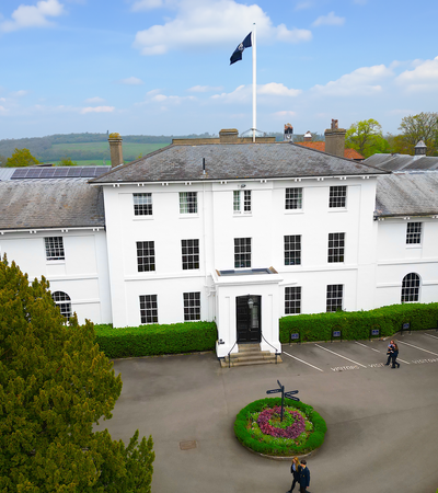 Aerial photo of front of Sidcot School