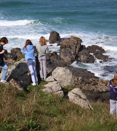 Students on St Ives beach