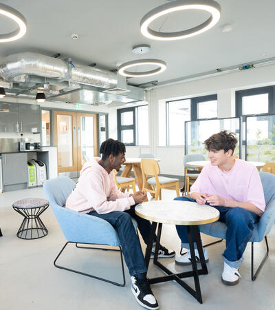 two boys in sidcot sixth form common room