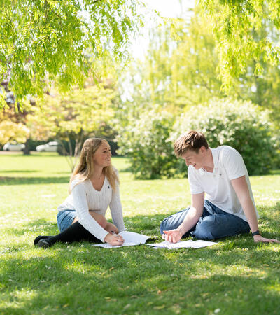Sixth Form students studying outdoors