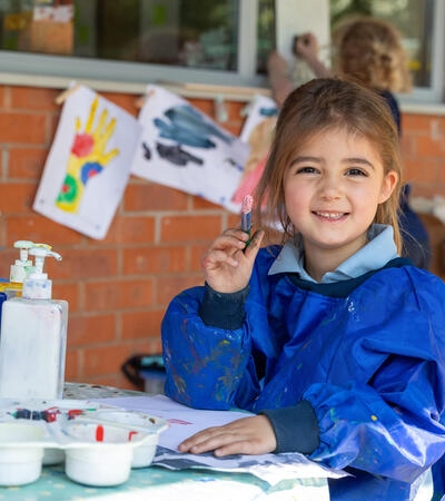 Sidcot Pre-School student painting