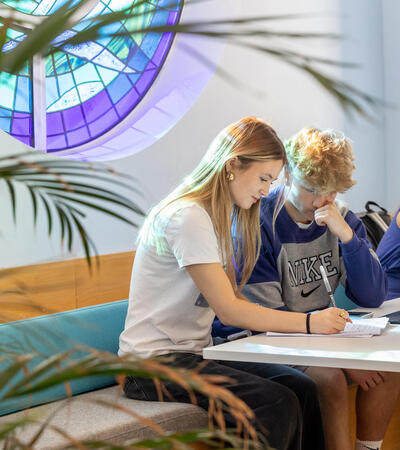 Sidcot Sixth Form students studying in the Sixth Form Centre together