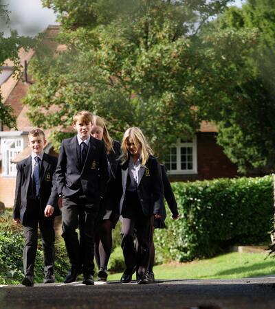 Year 7 students walking at Sidcot