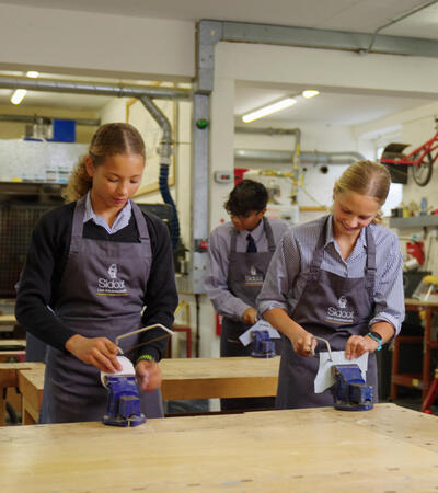 Sidcot Senior School students working in DT