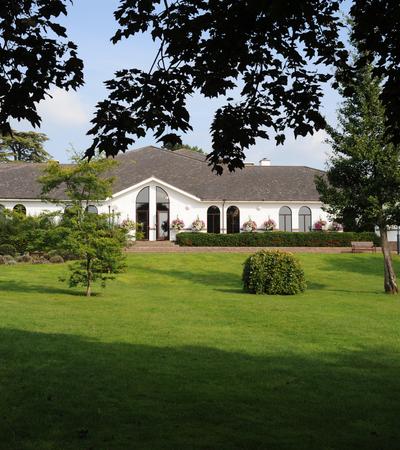 view of Sports Centre from the garden