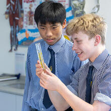 Two Year 11 students in a Biology class at Sidcot School
