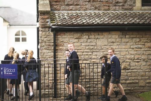 Children walking to class