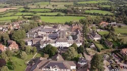 Aerial image of Sidcot School and surrounding countryside