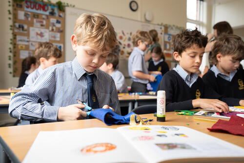 children doing crafts as part of their private primary education