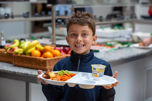 School Boy with Lunch Tray