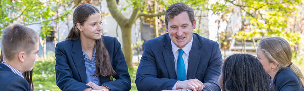 James Jones chatting with Sidcot students